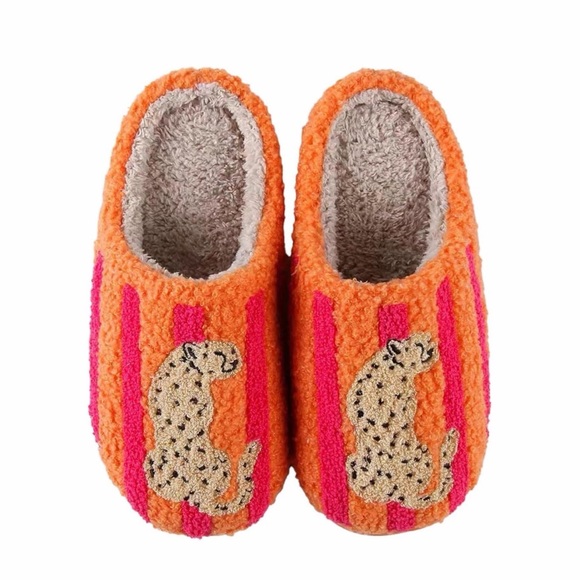 Glitter Monkey Shoes - Colorful Leopard Plush Slippers | Memory Foam | Cozy Pull-On